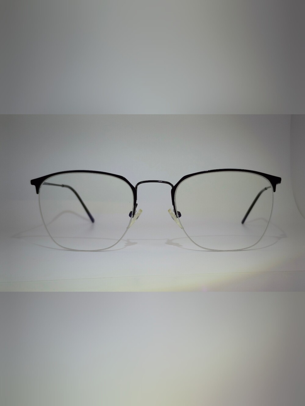 Urban. Black Metal Square Semi Rimless Minimalist Classic Black Frame.